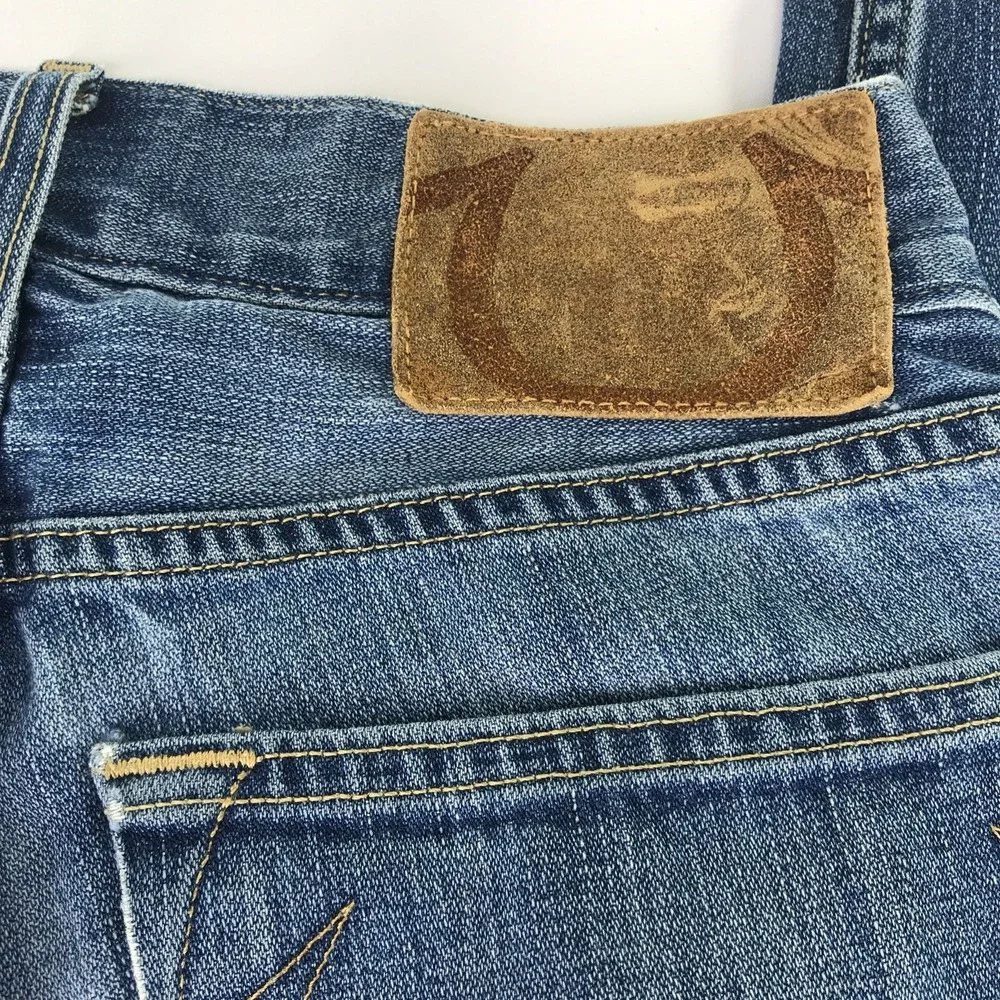 True Religion‎ Jeans Mens 28 X 32 Dark Blue Rocco Skinny Distressed Button Fly